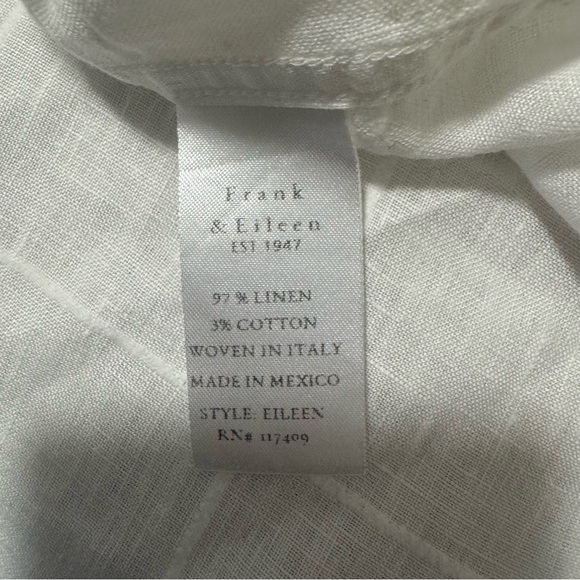 NWOT Frank & Eileen Eileen Check White Linen Shirt Size Medium Size - Picture 9 of 9